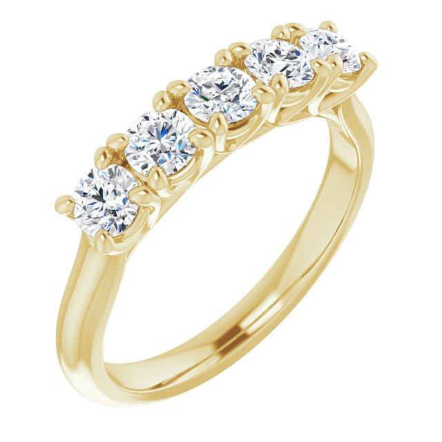 0.85 ct. Round Cut Diamond Wedding Band 5 Stone Anniversary Ring-VIRABYANI